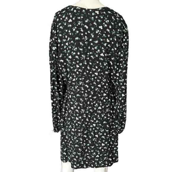 Abound Black Floral Long Sleeve Mini Dress Size Large - Picture 2 of 7